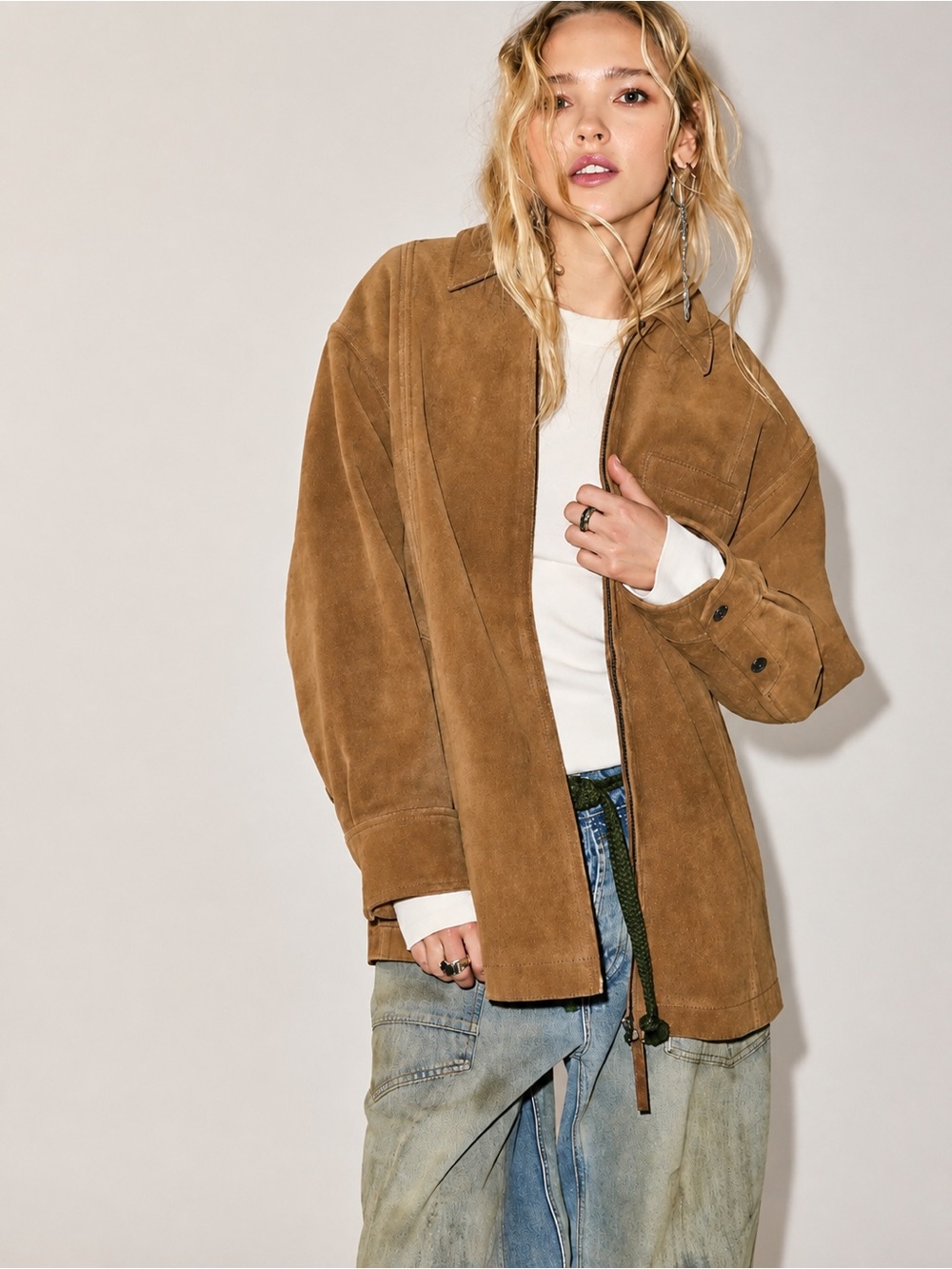 NWT Free People We The Free Rosie Suede Wheat Bran Tan Jacket